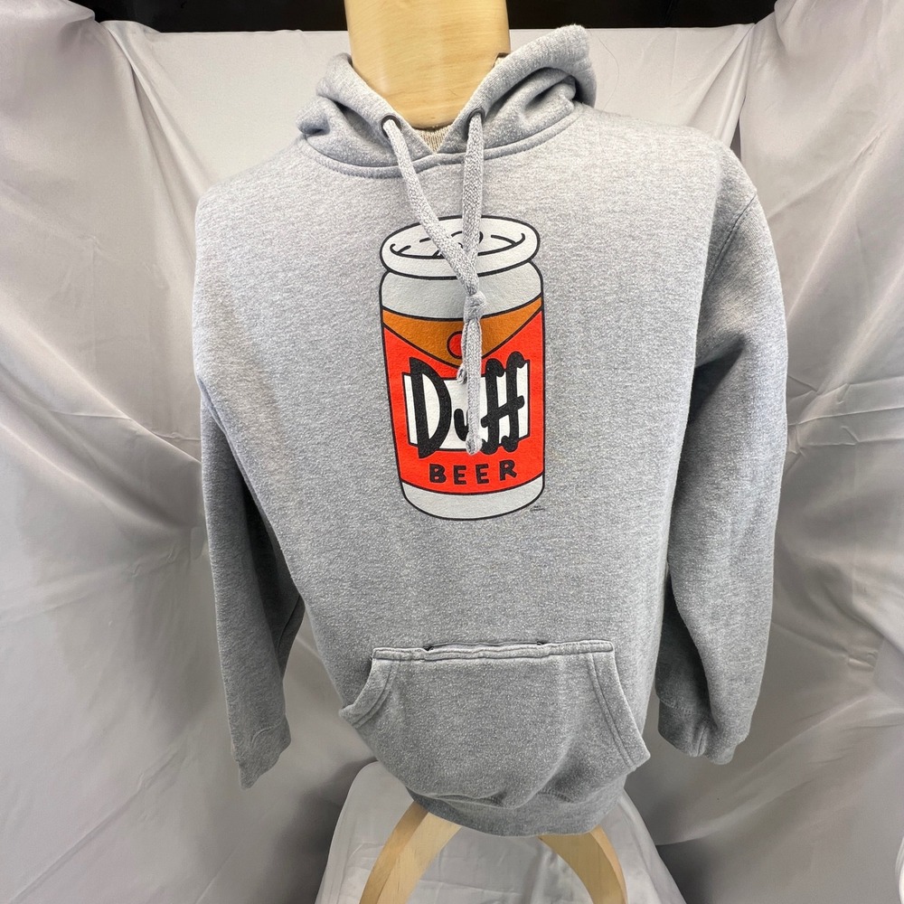 Duff Beer Hoodie Gray‎ Pullover Sweatshirt Men's Medium Simpsons Homer